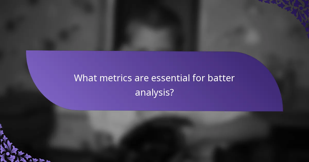 What metrics are essential for batter analysis?